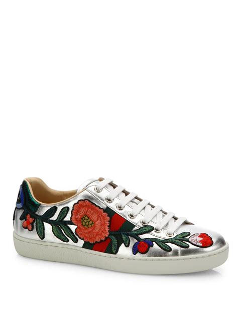 gucci white sneakers with flowers|Gucci ace sneakers price increase.